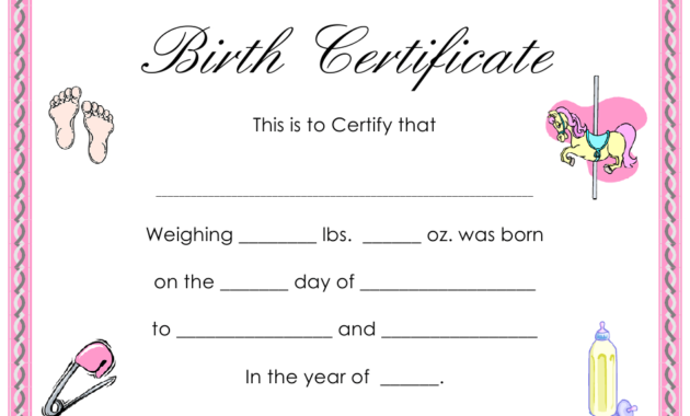 Baby Birth Certificate Template Download Printable Pdf | Templateroller within Cute Birth Certificate Template