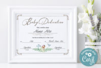 Baby Dedication Certificate Template Girl Baby Dedication | Etsy for New Baby Dedication Certificate Templates
