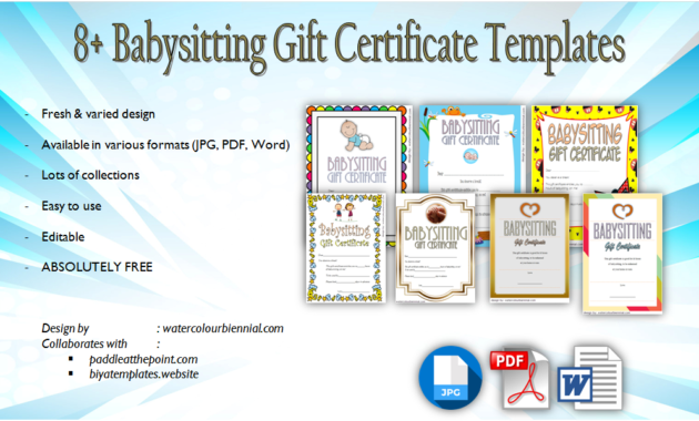 Babysitting Gift Certificate Template Free [7+ New Choices] inside Babysitting Certificate Template