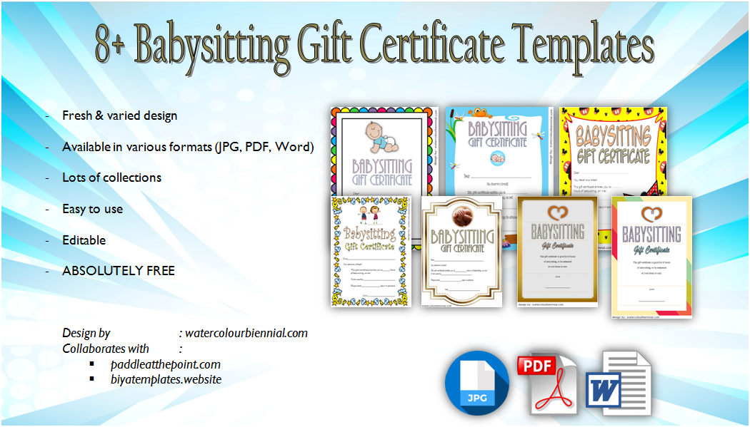 Babysitting Gift Certificate Template Free [7+ New Choices] inside Babysitting Certificate Template