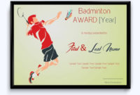Badminton Award Certificate (Green Themed Border) – Word Layouts throughout Free Badminton Certificate Templates