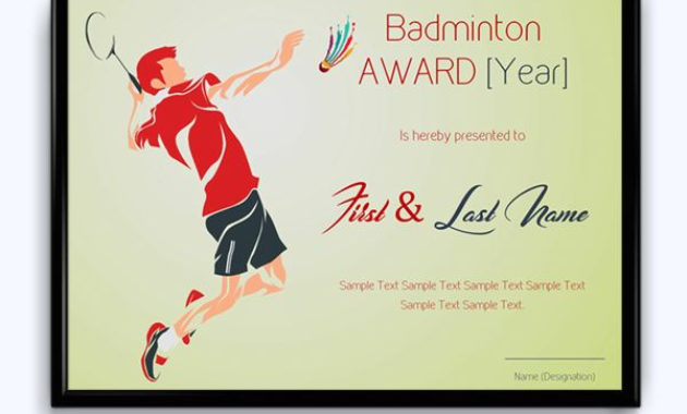 Badminton Award Certificate (Green Themed Border) - Word Layouts throughout Free Badminton Certificate Templates