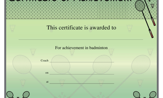 Badminton Certificate Of Achievement Template Download Printable Pdf for Badminton Certificate Template
