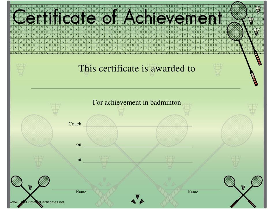 Badminton Certificate Of Achievement Template Download Printable Pdf for Badminton Certificate Template