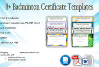 Badminton Certificate Templates [8+ Spectacular Designs] with regard to Badminton Certificate Template