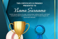 Baseball Certificate Diploma With Golden Cup Vector. Sport Vintage with Stunning Baseball Achievement Certificate Templates