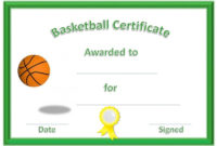 Basketball Award Certificates Green | Basketball Awards, Certificate intended for Best Basketball Tournament Certificate Template