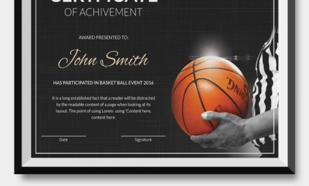 Basketball Certificate Template - 14+ Free Word, Pdf, Psd Format within Amazing Basketball Participation Certificate Template