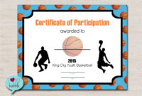 Basketball Participation Certificate Free Printable | Free Printable in Participation Certificate Templates  Printable