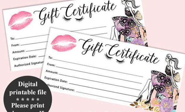 Beauty Gift Certificate Makeup Gift Certificate Hair Salon | Beauty throughout Professional Beauty Salon Gift Certificate