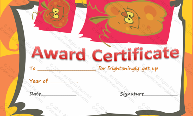 Best Halloween Costume Award Certificate Template with regard to Best Dressed Certificate Templates