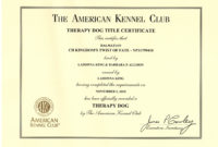 Brags: Akc Therapy Dog in Dog Obedience Certificate Template