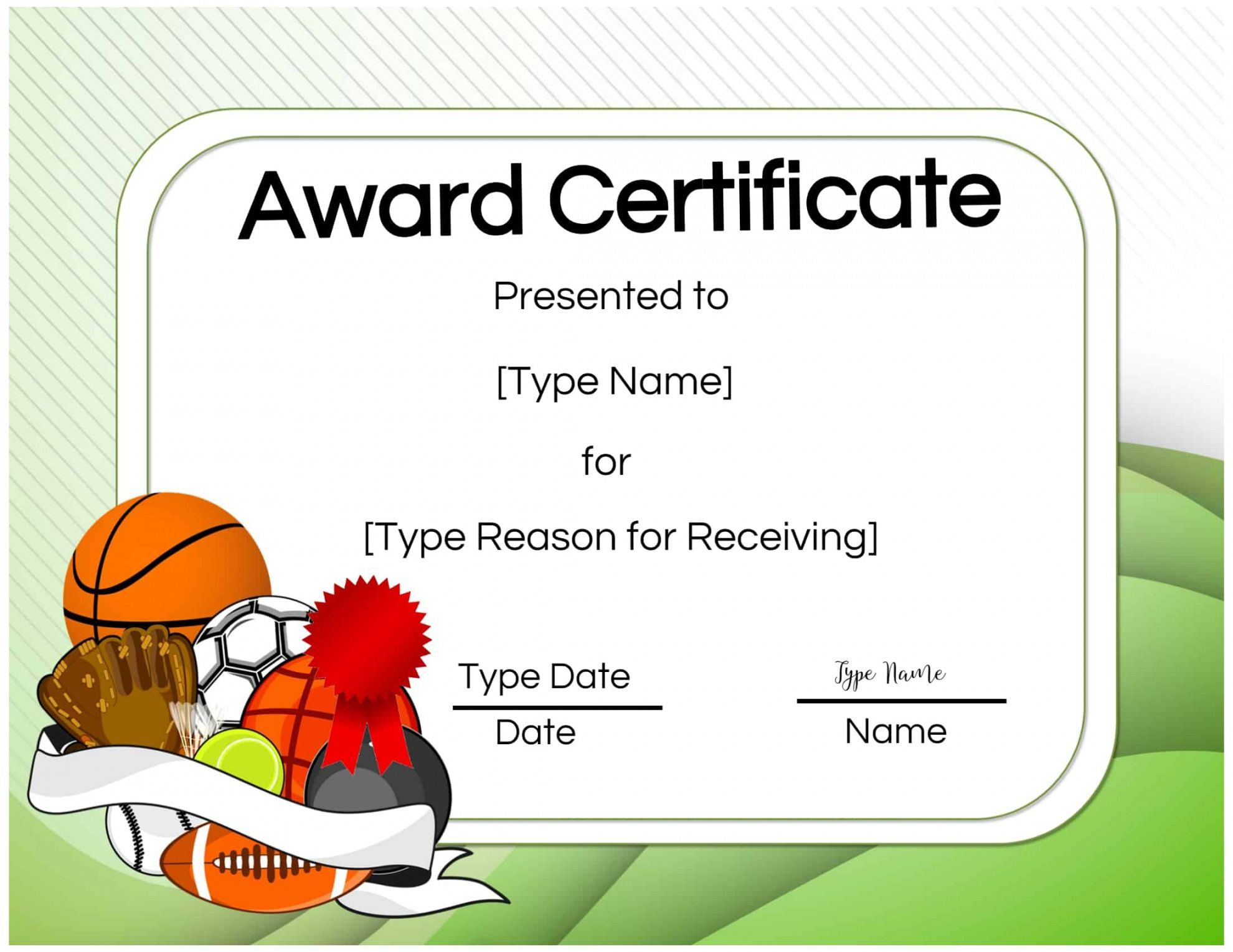 Browse Our Sample Of Sport Award Certificate Template | Funny Awards pertaining to Editable Swimming Certificate Template  Ideas