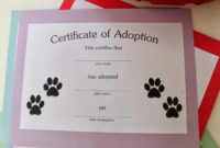Build A Bear Birth Certificate Template Blank New Adoption Certificate for Pet Birth Certificate Template