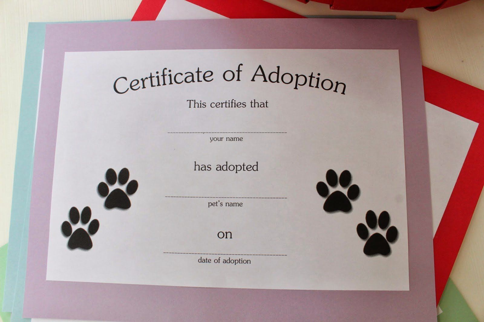 Build A Bear Birth Certificate Template Blank New Adoption Certificate for Pet Birth Certificate Template