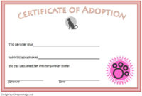 Cat Adoption Certificate 2020 Free Printable (Version 1) | Certificate intended for Cat Adoption Certificate Template