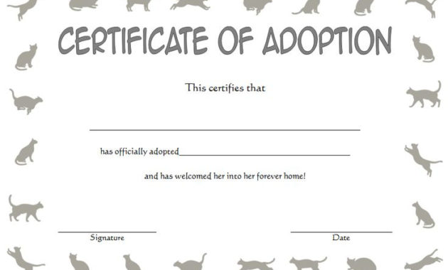 Cat Adoption Certificate 2020 Free Printable (Version 2) | Adoption pertaining to Child Adoption Certificate Template Editable