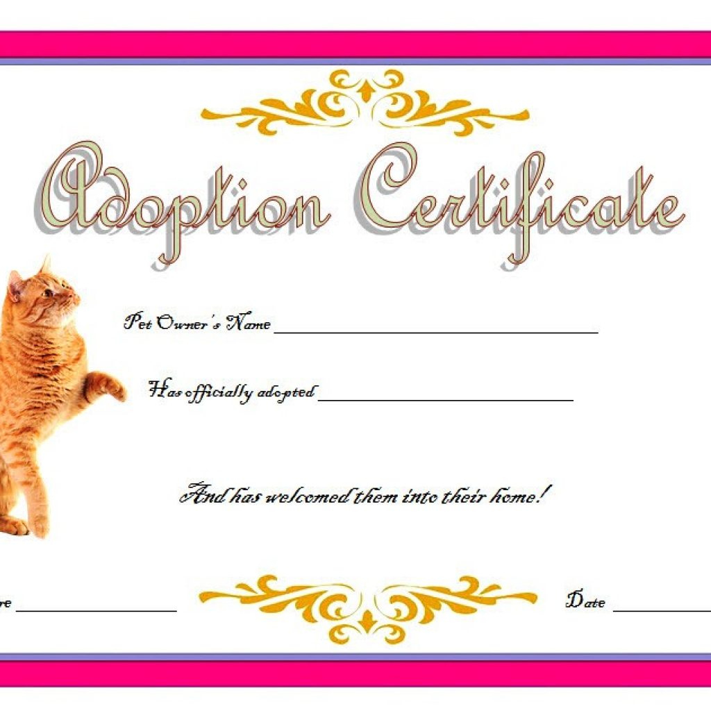 Cat Adoption Certificate Template Free 2020: 9+ Best Ideas with regard to Cat Adoption Certificate Templates