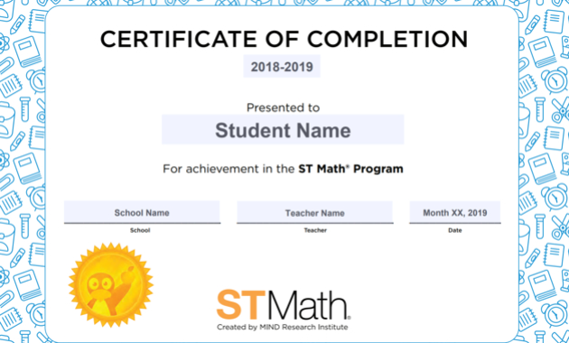Celebrating End Of Year Student Success With St Math in Math Achievement Certificate Printable