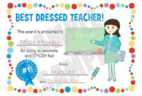Certificate Best Dressedteacher Kids Certificate Pdf | Etsy pertaining to Best Dressed Certificate Templates