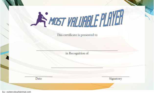 Certificate For Mvp Volleyball Free Printable 4 In 2020 | Free with regard to Volleyball Participation Certificate