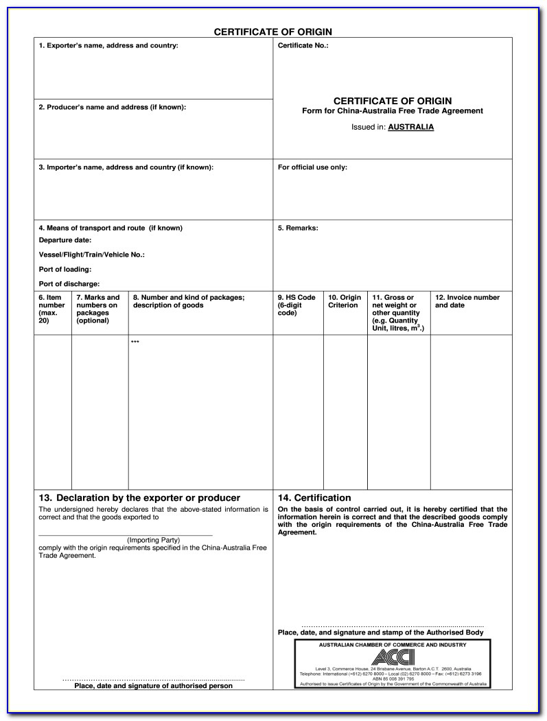 Certificate Of Origin Template Australia throughout Certificate Of Origin Template Ideas