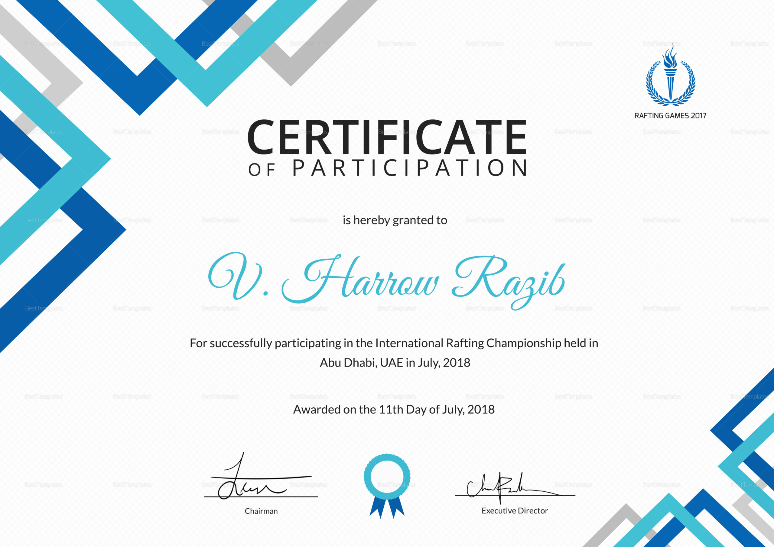 Certificate Of Rafting Participation Design Template In Psd, Word pertaining to New Participation Certificate Templates  Printable