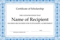 Certificate Of Scholarship (Formal | Certificate Of Completion Template with 10 Scholarship Award Certificate Editable Templates