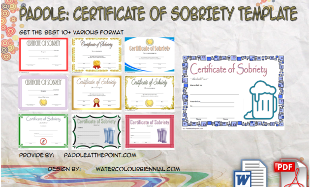 Certificate Of Sobriety Template Free - 10+ Newest Designs regarding Simple Certificate Of Sobriety Template