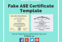 Certificate Template Templates Fake Ase Certified Mechanic Diesel with First Haircut Certificate Printable  9 Designs