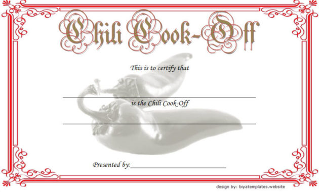 Chili Cook Off Certificate Templates [10+ New Designs Free Download] throughout Awesome Chili Cook Off Award Certificate Template