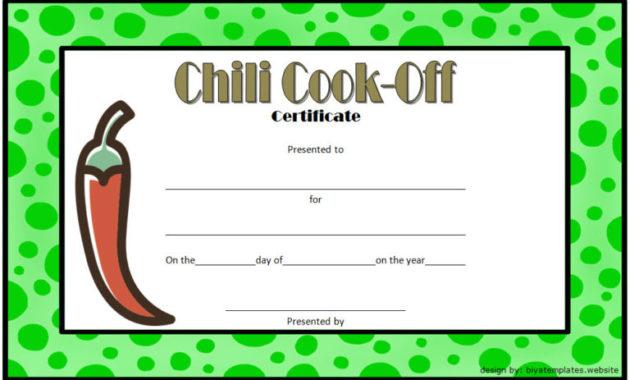 Chili Cook Off Certificate Templates [10+ New Designs Free Download] with regard to Chili Cook Off Award Certificate Template