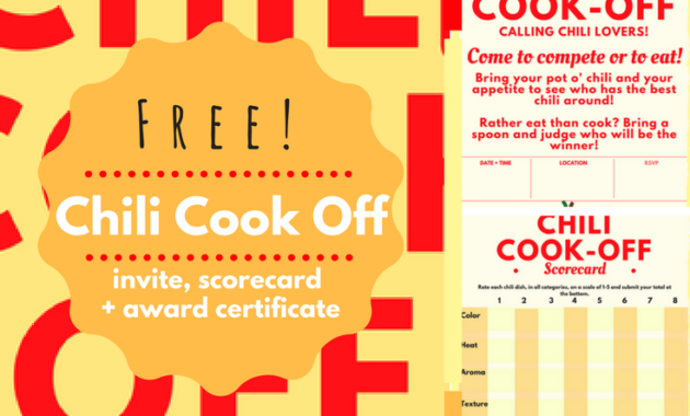 Chili Cook-Off Insider: Free Invite, Scorecard, And Award Certificate with Chili Cook Off Certificate Template
