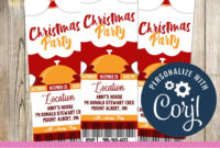 Christmas Party - Ticket Invitation - Printable - 3Grafik throughout Soccer Certificate Template  21 Ideas