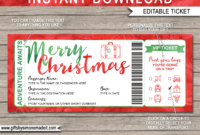 Christmas Travel Ticket Template | Surprise Vacation Reveal Gift Idea within Travel Gift Certificate Editable