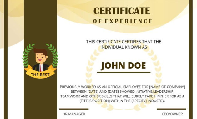 Create A Unique Certificate Of Experience For Your Business With pertaining to Teamwork Certificate Templates