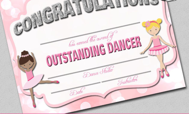 Dance Certificate - Edit Award - 8.5X11&amp;quot; Word &amp;amp; Jpg - Instant Download with Awesome Dance Award Certificate Template