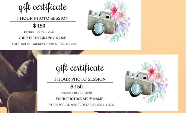 Diy Photography Gift Certificate Template, Floral, Photo Session with regard to Awesome Photography Session Gift Certificate