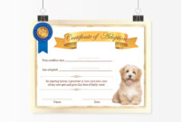 Dog Adoption Certificate Template Puppy Adoption Certificate | Etsy inside Fresh Dog Adoption Certificate Template