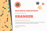 Dog-Birth-Certificate-1-Editable-Word-Doc-Printable | Blank Certificates with Free Puppy Birth Certificate Template