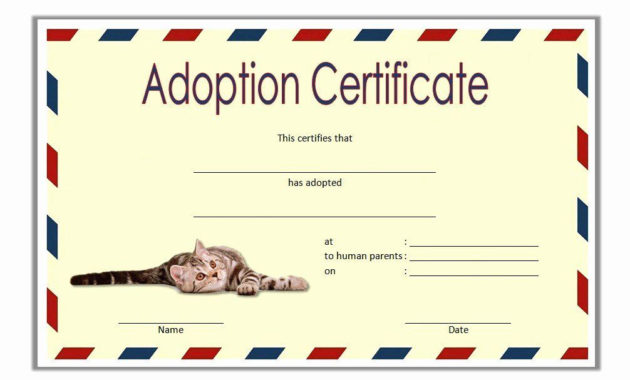 √ 20 Adopt A Pet Certificate Template ™ | Dannybarrantes Template In inside Pet Birth Certificate Template