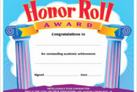 √ 20 Editable Honor Roll Certificate ™ | Dannybarrantes Template for Certificate Of Honor Roll  Templates