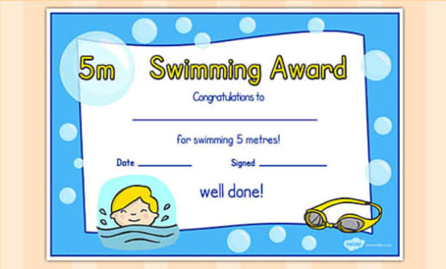 Editable 5M Swimming Certificate (Teacher Made) with regard to Editable Certificate Social Studies