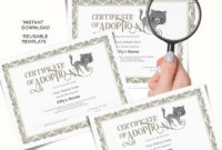 Editable Certificate Of Cat Adoption Template Printable Pet | Etsy with regard to Cat Adoption Certificate Templates