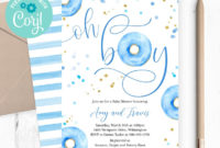 Editable Oh Boy Donut Baby Shower Invitation Template 5X7 | Etsy in Awesome Baby Shower Gift Certificate Template