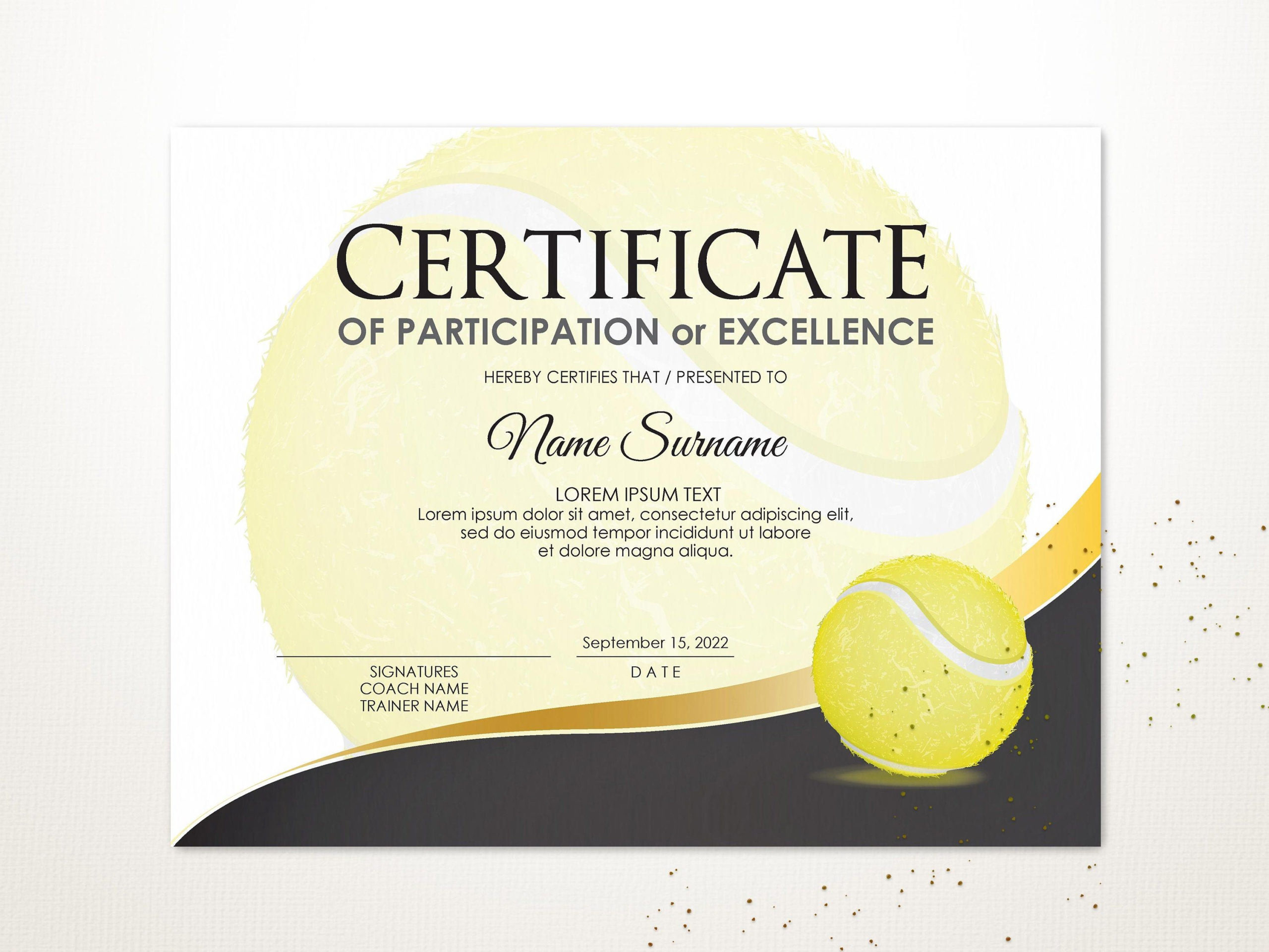 Editable Tennis Certificate Template Sport Certificate Award | Etsy in Top Athletic Award Certificate Template