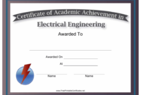 Electrical Engineering Academic Achievement Certificate Template in Fascinating Robotics Certificate Template