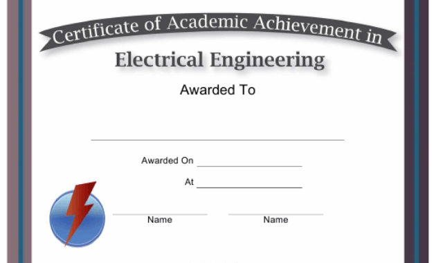 Electrical Engineering Academic Achievement Certificate Template in Fascinating Robotics Certificate Template