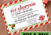 Elf Adoption Certificate, Elf Printable Adoption Certificate, Instant throughout Elf Adoption Certificate  Printable