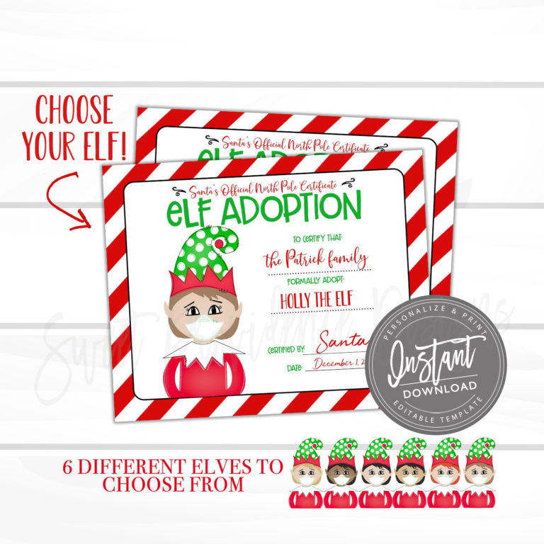 New Elf Adoption Certificate Printable – Snowmanadventure